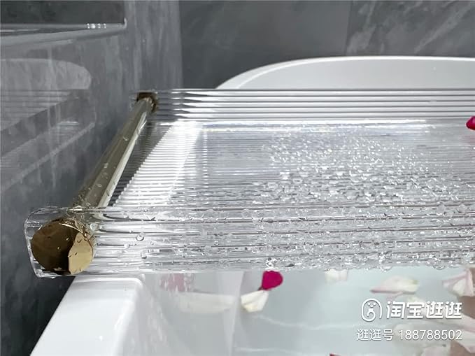 WANLIAN 33-Inch Luxury Bathtub Caddy Tray for Bathroom - Shower Storage Organizer Shelf Accessories (Gold-A)