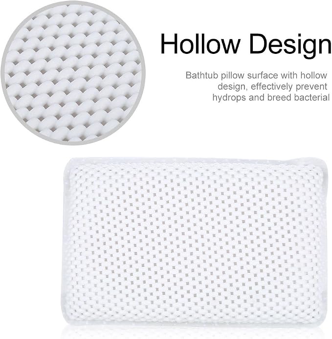Yosoo Health Gear Spa Bath Pillow, Cushioned Bathtub Pillow with Suction Cups, PVC Bath and Spa Head Rest, White, Neck/Back Support