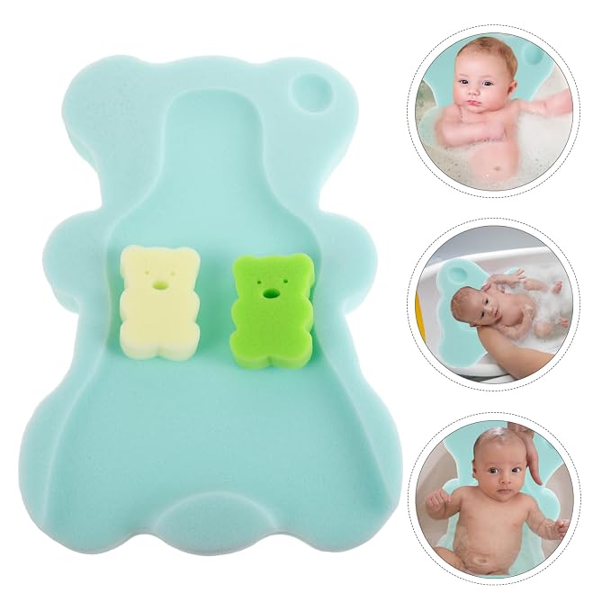 Totority Newborn Bath Seat Baby Bath Pad with Sponge Support Non Slip Baby Support for Tub and Sink Breathable Machine Washable Infant Sponge Mat 19.68 X 11.81 X 1.57 in