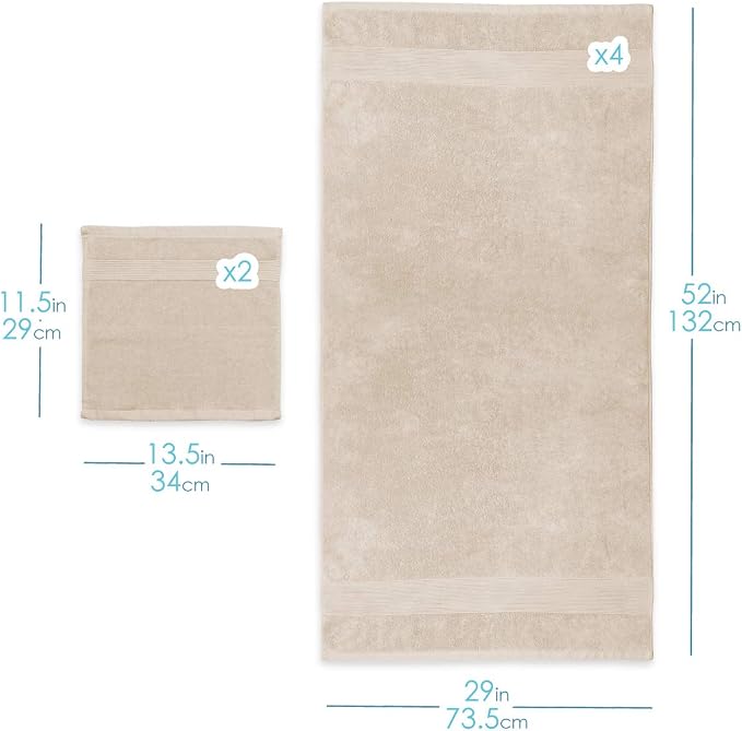 Hearth & Harbor Bath Towels for Bathroom - 100% Ring Spun Cotton Luxury Bathroom Towels - Ultra Soft & Highly Absorbent, Bath Towels Set of 10 - Beige Cream