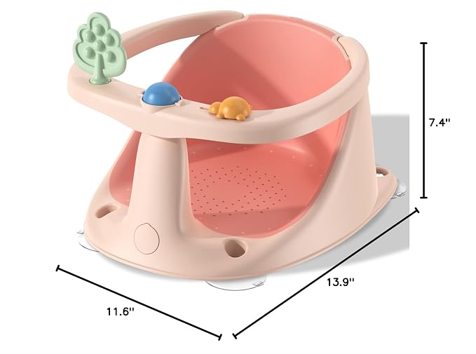 Baby Bath Seat for Babies 6 Months & Up, Non-Slip Bath Seats for Babies Sitting up,Bath tub Seat with Suction Cups,Safe & Comfortable Bath Chair Baby, Pink
