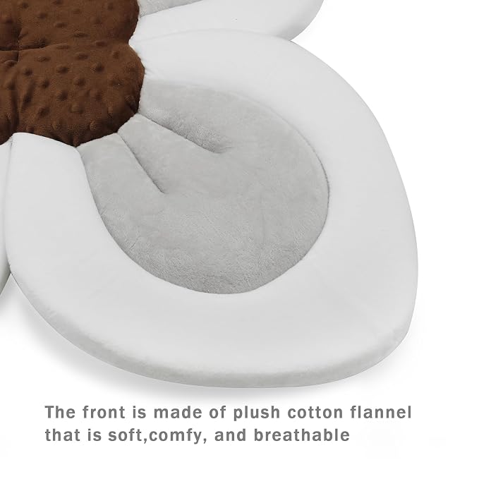 PandaEar Baby Bath Pad for Infant Newborn | Soft Flower Petals for Sink Bathtub Essentials Shower Gift (Grey)