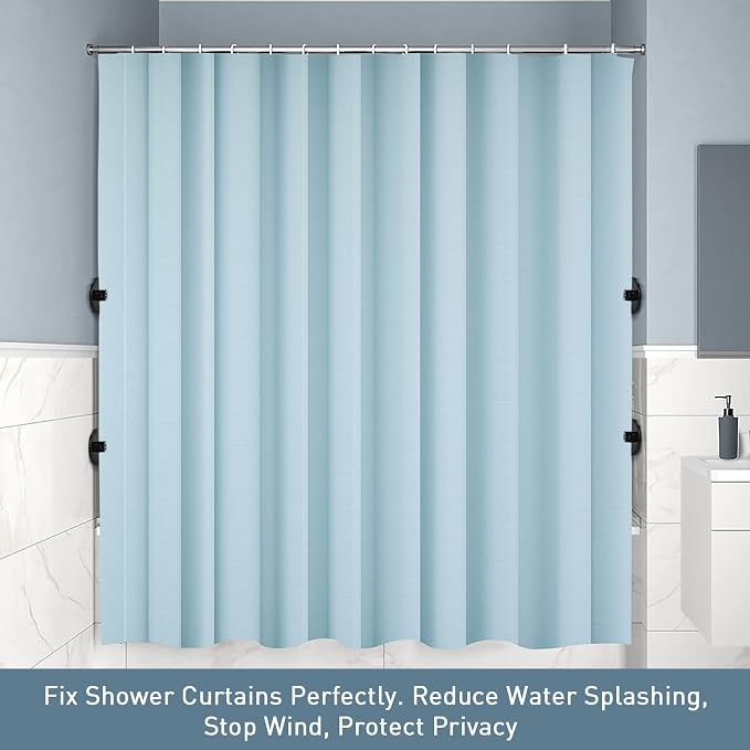 Kitosun Adhesive Shower Curtain Clips - Bath Shower Water Splash Guards Hold the Shower Liner to Keep Water in Shower | Stop Wind | Protect Privacy | (8PCS, Black)