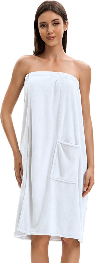 Towel Wrap For Women After Shower,Plush Bath Robe Female,Sauna Spa Wrap Around Towels With Pockets