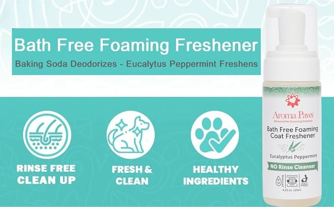 Bath Free Foaming Cleanser for Dogs - No Rinse Deodorizing Foam - Waterless Bath - Clean in Between Baths, Ingredients, 4.25 oz.