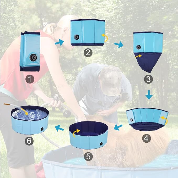 Dog Pool Foldable pet Pool Large Dog Swimming Pool pet Swimming Pool PVC Non-Slip Pool for All Kinds of pets48-12in