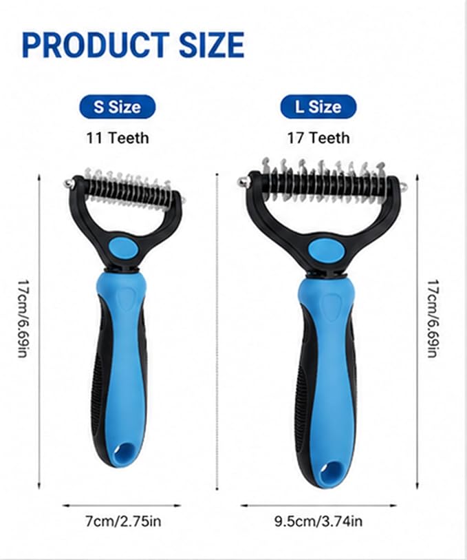 Nolaras Dog Grooming Tool, Professional Deshedding Tool Dogs & Cats - Gentle, Efficient & Fur, Pet Grooming Brush, Dog & Cat Grooming Tool,Blue:Large