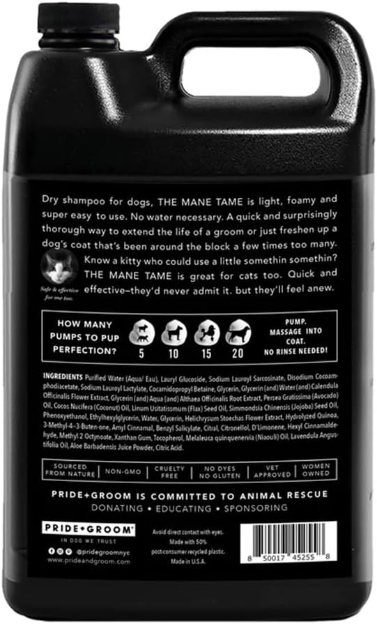 The Mane Tame Foaming Waterless Shampoo Professional Use for Dogs and Cats 1 Gallon