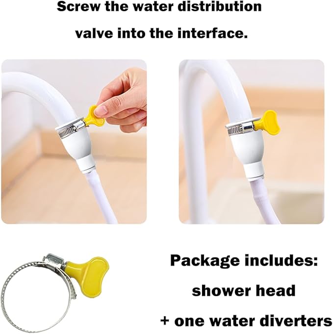 5m/16.4ft Sink Spray Rubber Hose Portable Faucet Sprayer Garden, Shampoo Sprayer Handheld Shower Head Spray Hose Attachment for Dog, Pets, Bathing Baby, Washing Hair, Rinsing Vegetables