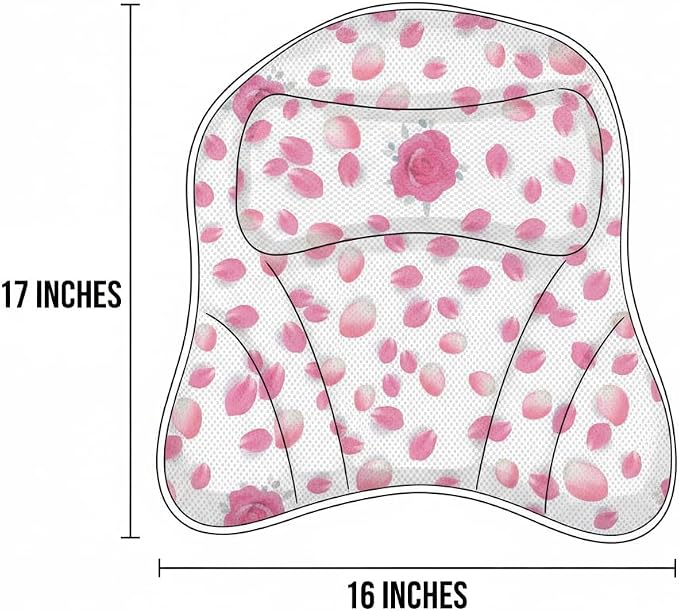 Luxury Bath & Hot Tub Pillow – Air Mesh Fabric, Quick-Dry with Hanging Loop, Head & Neck Support, Gift-Boxed Rose-Petal Design for Women, Mom, Wife, Girlfriend (Pink Rose Petals)