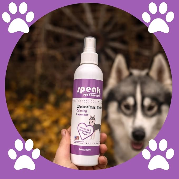 Speak Pet Products Natural Waterless Bath Spray, for Dogs, Calming Lavender, 8oz