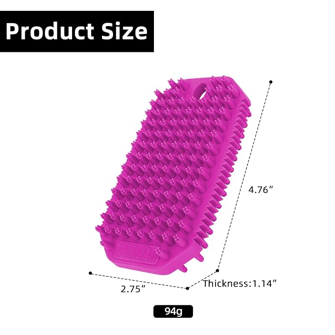 Rose Red 3-in-1 Double-Sided Dog Shampoo Brush Dog Washing Brush | Soft TPR Bristles,Pet Massage Bath Brush for Dogs&Cats,Remove Loose Hair Knots,Gentle Pet Grooming Tool Deep Cleansing