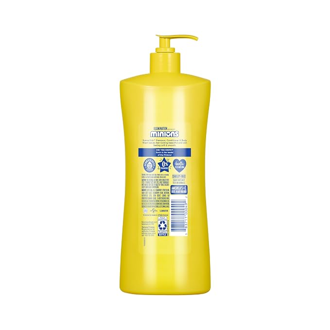 Suave Kids Minions 3-In-1 Shampoo, Conditioner, and Body Wash, For Tear-Free and Gentle Cleansing, 28 oz(Pack of 4)