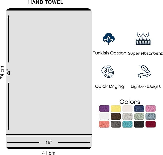 Hawmam Linen White Hand Towels for Bathroom, Set of 4, 16x29 Inch, Premium Turkish Cotton, Highly Absorbent Hotel Collection, Blissful Luxury Spa Feel, White Towels