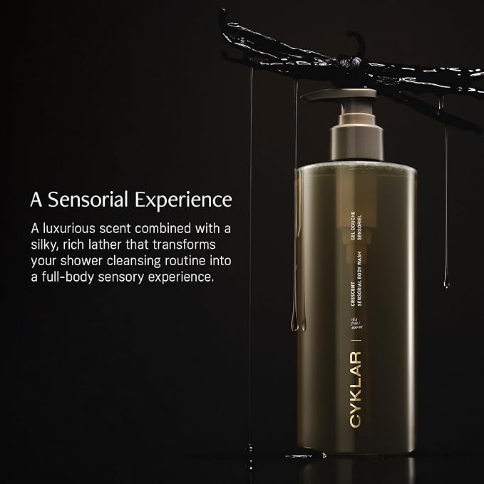 CYKLAR Sensorial Body Wash. Crescent Fragrance Hydrating Cleanser with Moisture Locking Multi-Oil Complex, Sodium PCA and Glycerin. Nourishing Shower Gel for Women and Men, 16.5 Fl Oz Luxury Bodywash