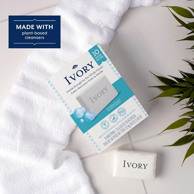 Ivory Clean Original Bar Soap, 4 Ounce, 10 Count (Pack of 2) Total 20 Bars