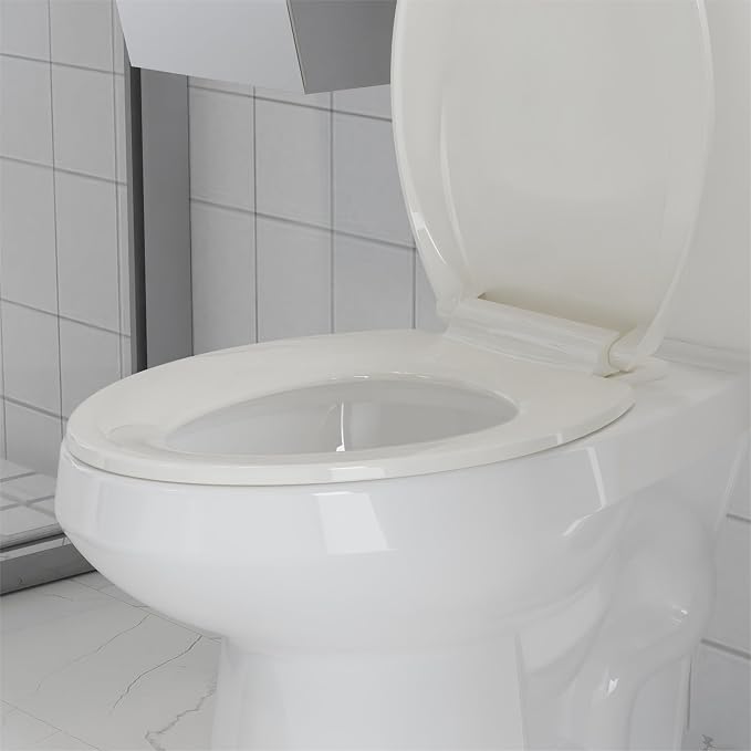 Toilet Seat, Elongated Fit, Soft Close Lid, Slow Close Noiseless Design, American Standard Compatible,Biscuit