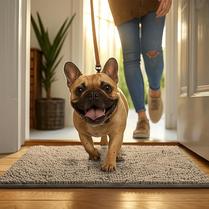 MUDGUARD MAT® Dog Door Mat for Muddy Paws, Super Absorbent Microfiber, Non-Slip Indoor Mat, Quick-Dry Chenille Rug for Pets & Entryway, Machine Washable, Beige 36" x 60"
