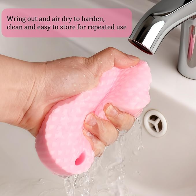 2Pcs Magic Exfoliating Bath Sponge, 3D Ultra-Soft Body Exfoliating Sponges, Deep Cleansing Dead Skin, Lanyard Bath Sponge for All Skin Types,Suitable for Both Men and Women (Pink+White)