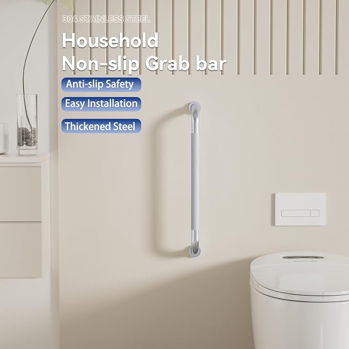 42 Inch Shower Grab Bar, Bathroom Grab Bar Handle with Anti-Slip Knurled Grip, Stainless Steel Bath Balance Bar, 1.25" Diameter Bath Safety Bar Support for Seniors Elderly Pregnant, Brushed Nickel