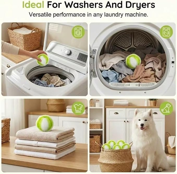 12Pcs Pet Hair Remover for Laundry, 2026 Reusable Dog & Cat Hair Remover, Efficient Debris, Hair Cleaner, Pet Hair Catcher for Clothes, Bedding, Washing Machine Hair Catcher (Large Green)