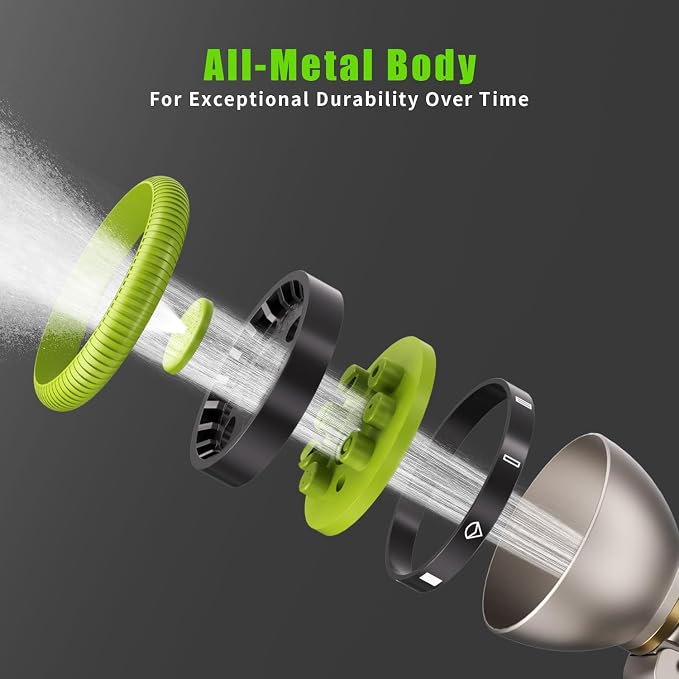 Besiter Garden Nozzle Sprayer, High Pressure Metal Water Hose Sprayer with 9 Watering Patterns, Heavy Duty Sprayer for Washing Cars, Watering Plants, Cleaning Yard & Showering Pets (Green)