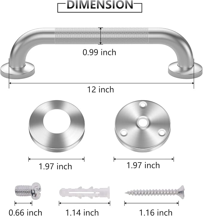 2 Pack 12 Inch Grab Bars for Bathtubs and Showers, Anti Slip Shower Grab Bars Stainless Steel Shower Handle Toilet Handicap Elderly Senior Assist Bathroom Saft Handle | Stainless Steel Shower Handle Toilet Handicap Elderly Senior Assist Bathroom Saft H...