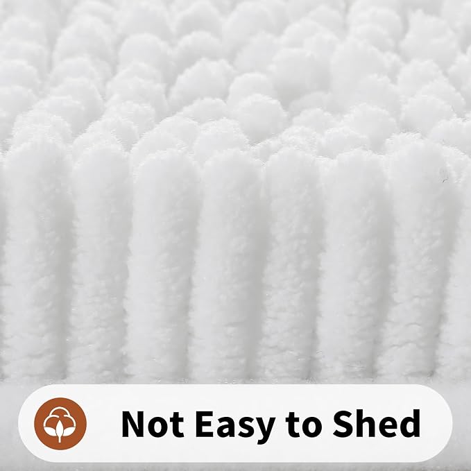 Yimobra Toilet Rugs U Shaped Washable - 24"x20" Non Slip Plush Contour Bath Rugs for Toilet - Super Soft Absorbent Quick Dry Toilet Mats for Bathroom,White