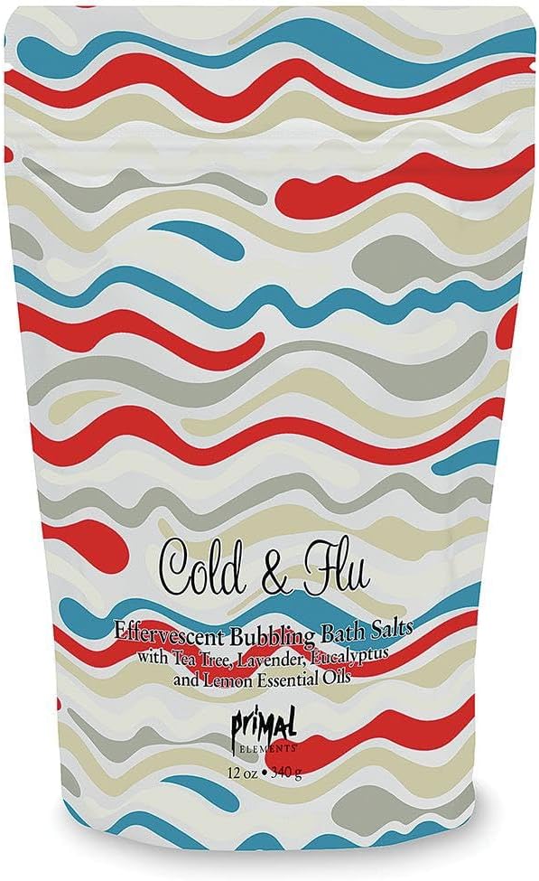 Primal Elements Detoxifying Sea Salt Soak, Vitamin E & Essential Oils, Cold & Flu, 12 oz Resealable Bag
