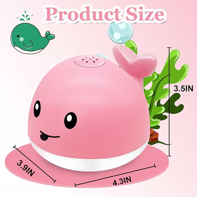 Baby Bath Toys 6-12 Months - Rechargeable Toddler Whale Bath Toys Sprinkler Light Up Pool Bathtub Tub Toys for Toddlers Infants Kids Ages 1-3 2-4 3-5 Spray Water Baby Easter Birthday Shower Gifts