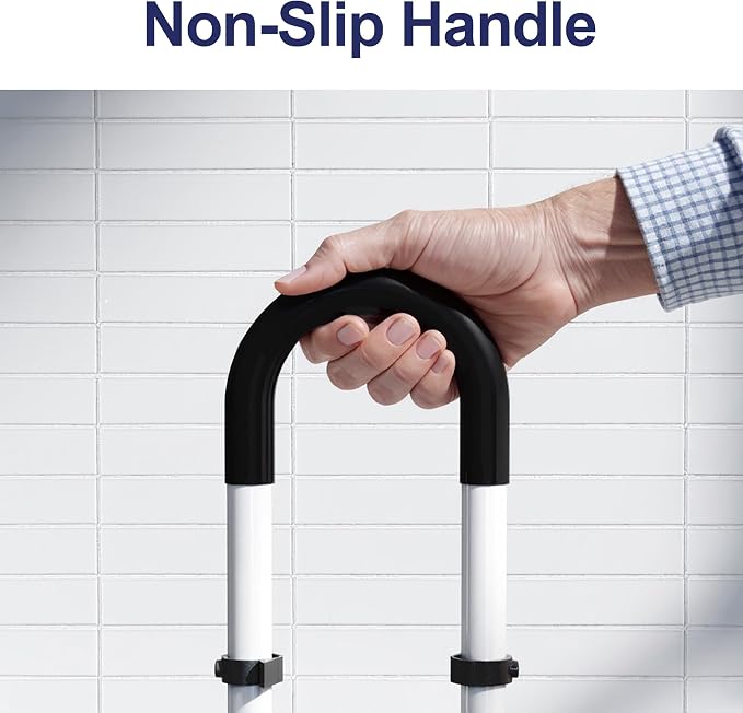 Adjustable Height Bathtub Handle Grab Bar, Bathtub Safety Rail & Shower Grab Bars for Seniors, Baby, Elderly, and Disabled, Fits 3"–7" Tub Walls, Waterproof Non-Slip Handle and Holds 300lbs