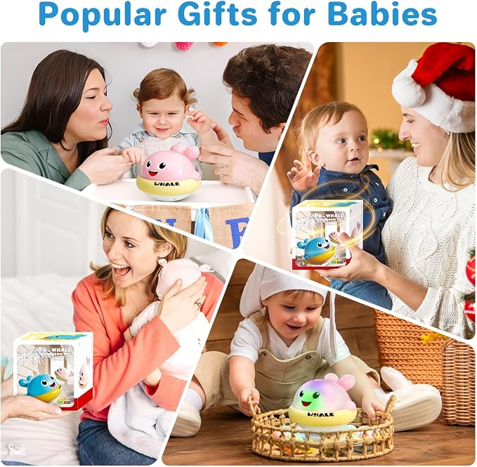 Bath Toys for Kids Age 1-3, Light Up Baby Bath Toys for 1 2 3 Year Old Girl, Pool Water Toys for Toddlers Whale Bathtub Toys for 1 2 3 Year Old Boys & Girls Birthday Gifts (Pink)