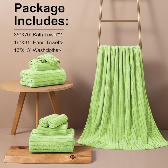 Mistyrose Bath Towels,8 Pack Large Bath Towels Set Super Absorbent Microfiber Bath Sheets-2 Oversized Bath Sheets 2 Hand Towels 4 Washcloths for Family Hotel Spa Gym(Fruit Green