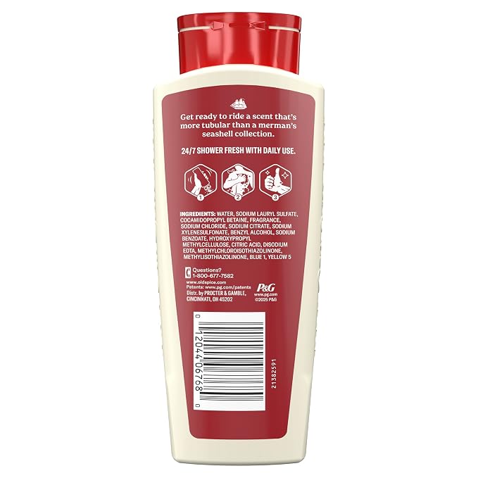 Old Spice Body Wash for Men, Summerdudes, 24/7 Shower Fresh with Daily Use, Long Lasting Scent, Cleanse & Refresh Skin, VIP Festival Experience, Broseidon with Ocean Surf Scent, 24 oz
