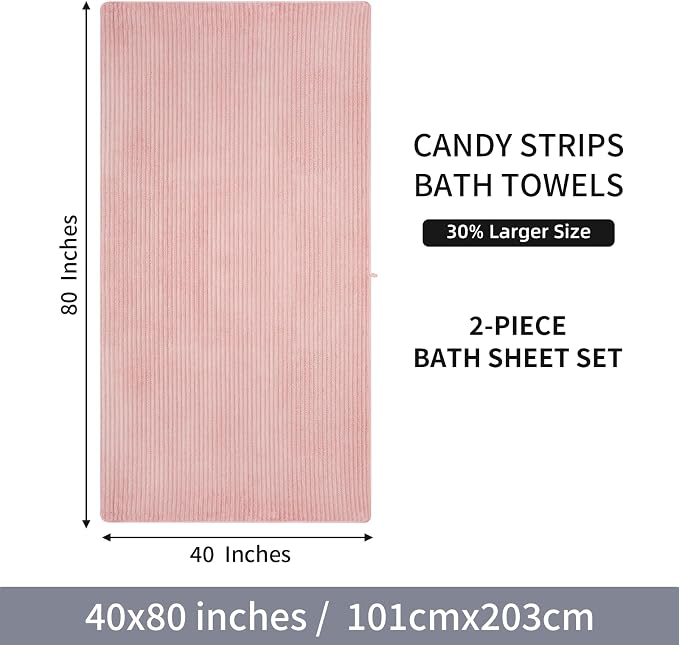 Oversized Bath Sheets 40x80 Inches Extra Large Bath Towels for Adults Super Soft Quick Dry Highly Absobent Microfiber Shower Towels for Bathroom, Pool, Gym, Yoga Towel (Pink, 2Piece)