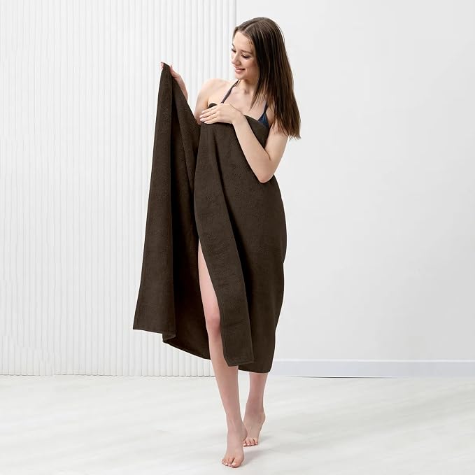 Bath Sheets – 550 GSM Extra Large Bathroom Sheet Set – Pack of 2 Jumbo Towels Dark Brown (71x35in) – 100% Ring Spun Cotton Soft Quick Dry Large Bath Towels for Adults Hotel Spa Bathroom Use
