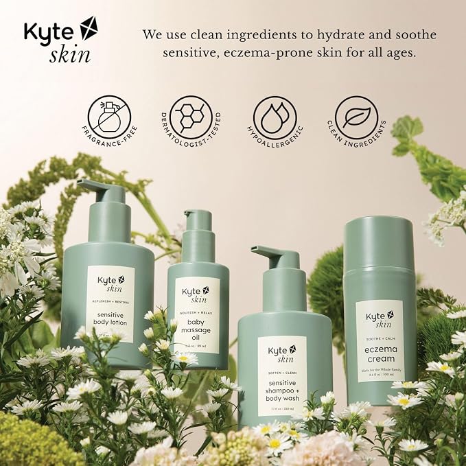 KYTE BABY - Skin Sensitive Shampoo & Body Wash – Gentle 2 - in - 1 Baby Shampoo & Body Wash for Sensitive Skin, Sulfate - Free, Hypoallergenic, Fragrance - Free Clean Skincare for Newborns & Toddlers