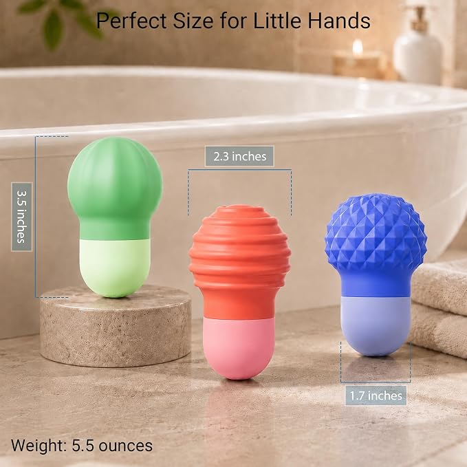 Sensory Squeezing Water Bath Toys for Toddlers,3PCS Bath Tub Pool Floating Toys for Babies Kids 1-3,Textured Fidget Toys Stocking Stuffers Gifts for Girls Boy 18+ Months