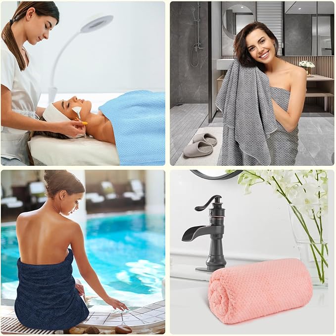 HOMEXCEL 6 Pack Bath Towel Set, (24 x 48 Inches) Microfiber Ultra Soft Highly Absorbent Bath Towels, Lightweight and Quick Drying Towels for Hotel, Bathroom, Spa and Beauty Parlor, Multicolor