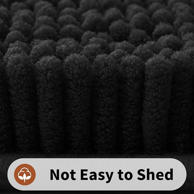 Yimobra Toilet Rugs U Shaped Washable - 24"x20" Non Slip Plush Contour Bath Rugs for Toilet - Super Soft Absorbent Quick Dry Toilet Mats for Bathroom,Black