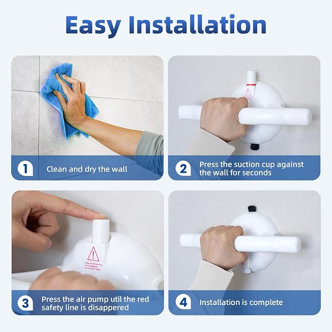Upgraded Suction Grab Bars for Shower, 2 Pack 440lb Bathroom Safety Grab Bars for Bathtubs and Showers Heavy Duty, No Drilling Strong Suction Shower Handle for Seniors Elderly Disabled,Pregnant