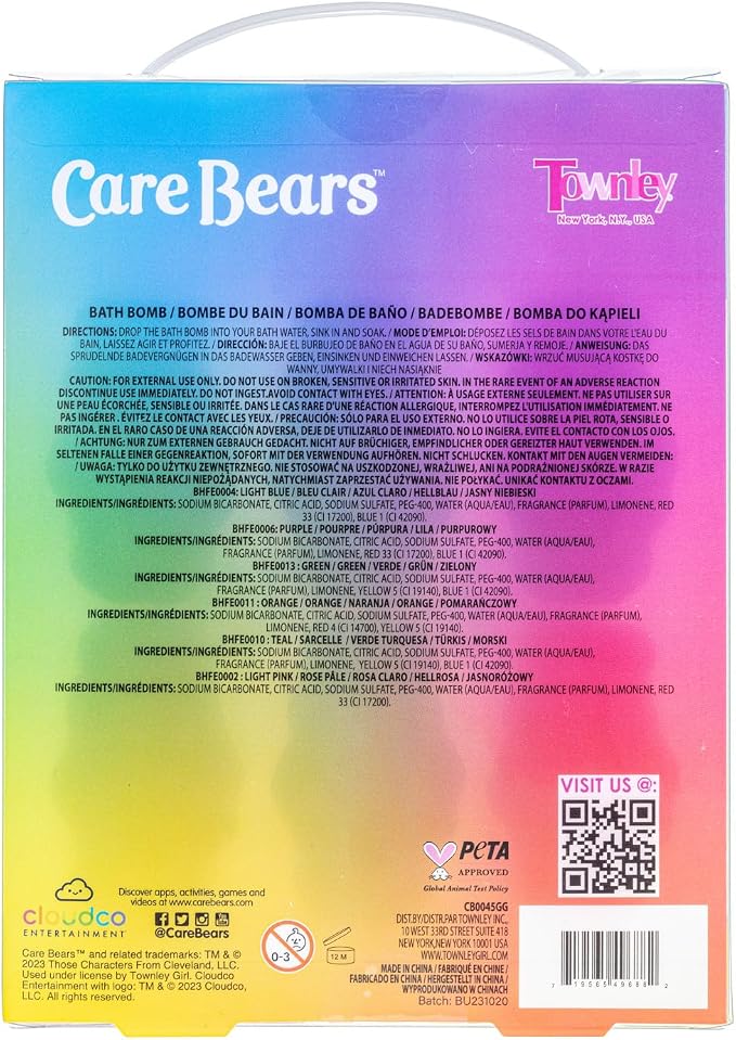 Care Bears 6 Pack Bubblegum Scented Bath Bombs - Ages 3+ Character Molded Bath Bombs – Fun & Bright Colors - Great Birthday Gifts, Stocking Stuffers, Slumber Parties, Spa Days & More by Townley Girl