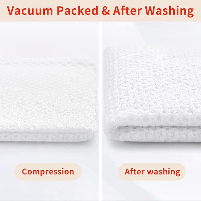 Homaxy 100% Cotton Waffle Weave Kitchen Dish Cloths, Ultra Soft Absorbent Quick Drying Dish Towels, 12 x 12 Inches, 12-Pack, White