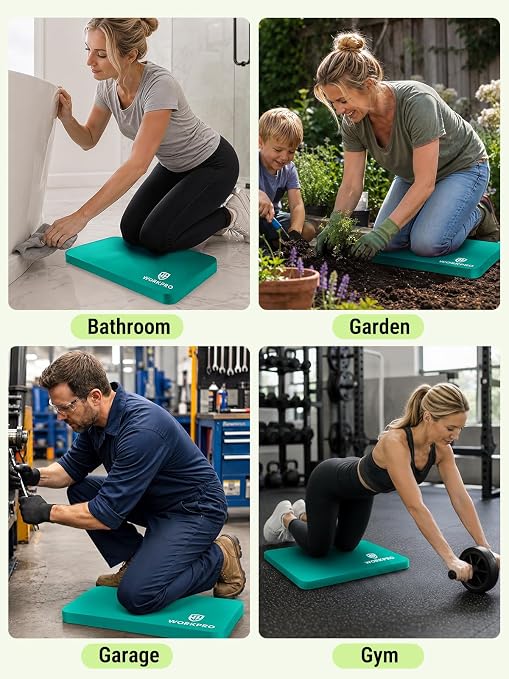 WORKPRO Extra Thick Kneeling Pad,2 Pack, 17.5 x 11 x 1.5 in | Robin's Egg Blue, Soft NBR Foam Cushioning for Knee, Large Foam Kneeler Mat for Gardening, Exercise, Workout Supplies