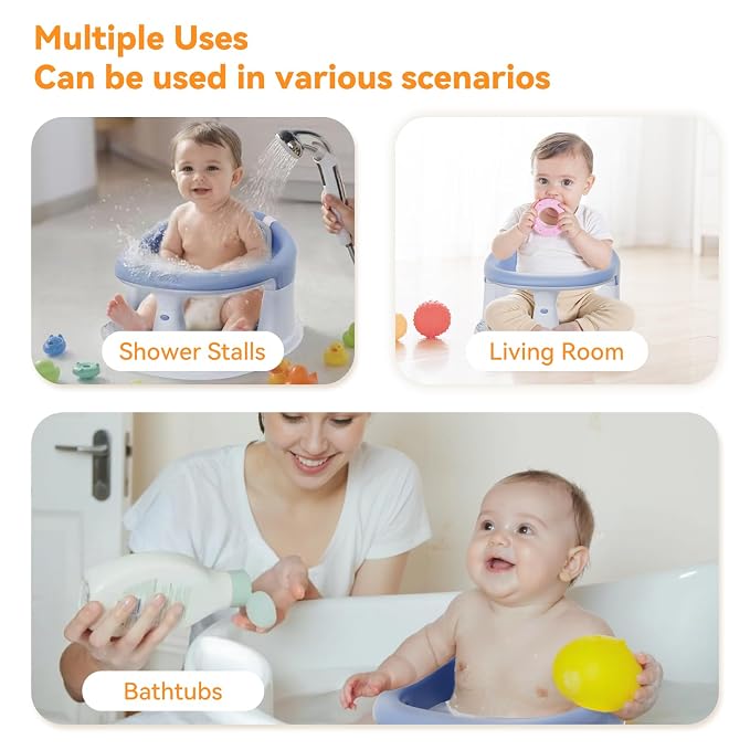 Baby Bath Seat for Babies 6 Months & Up - 360° Protection Bath Seats for Babies Sitting Up | Baby Bath Chair with Temperature Alert & Cushion | Toddler Bath Seat Newborn Infants Baby Bathtub Seat