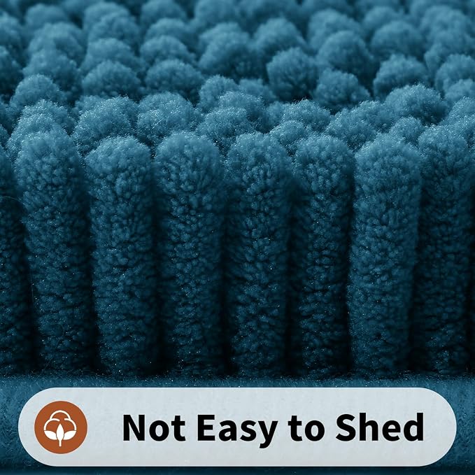 Yimobra Toilet Rugs U Shaped Washable - 24"x20" Non Slip Plush Contour Bath Rugs for Toilet - Super Soft Absorbent Quick Dry Toilet Mats for Bathroom,Peacock Blue