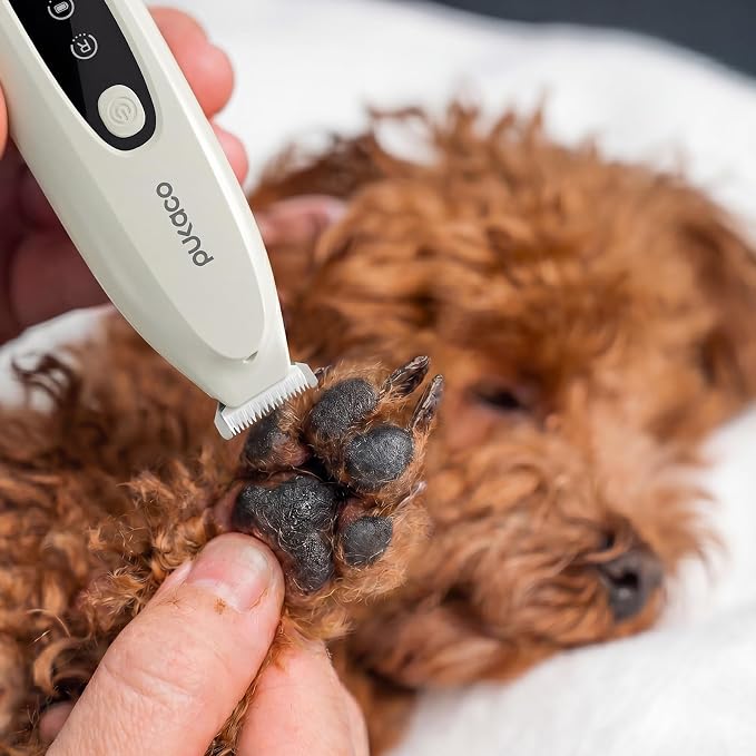 Upgraded Mini Dog Paw Trimmer with LED Light, Low Noise Small Pet Hair Trimmer 18mm Wide Curved Blade, 35dB Cordless Waterproof Pet Paw Grooming Clippers for Dogs, Cats, Paws, Ears, Face, Rump