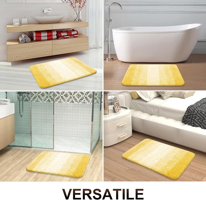 OLANLY Bathroom Runner Rugs Mat 44x24, Extra Soft Absorbent Microfiber Bath Rugs, Rubber Backing, Quick Dry, Washable Long Bath Mats for Bathroom Floor, Tub and Shower, Home Decor Accessories, Yellow