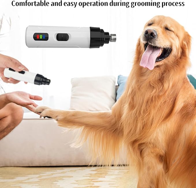 CRIVERY Upgraded Quiet Dog Nail Grinder, 2-Speed Rechargeable Pet Nail Grinders, Electric Painless Paw Grooming Smoothing Tool for Small/Medium/Large Dogs & Cats