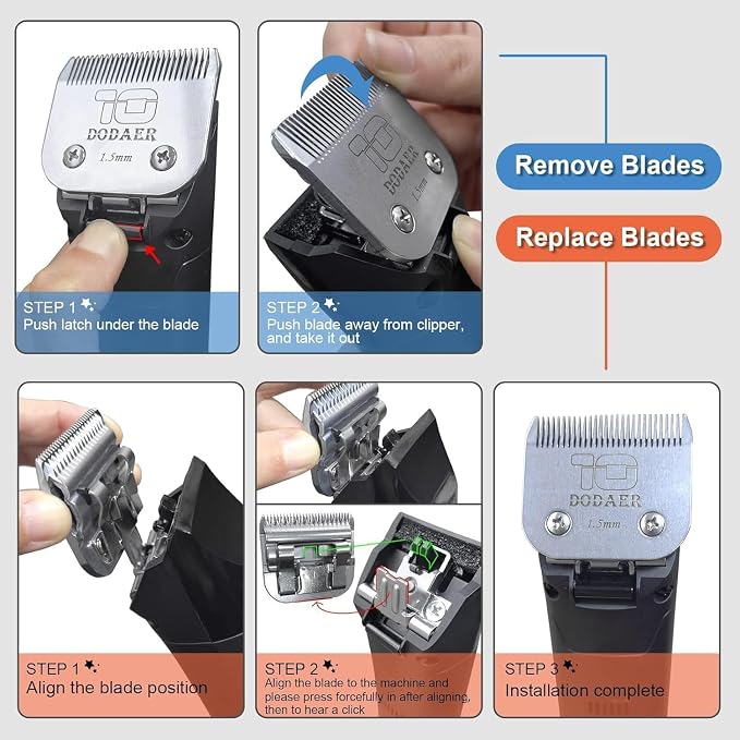 40/7F/4F Dog Grooming Blades Set,Compatible with Andis,Oster A5,Wahl KM10 | Include 40/7F/4F Detachable blade ,3 Count,Made of Stainless Steel